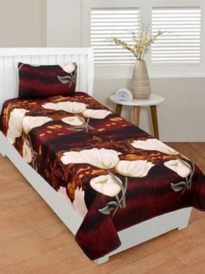 PURVI FABRIC 160 TC Polycotton Single Printed Flat Bedsheet(Pack of 1, Multicolor)