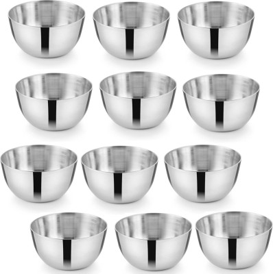 bartan hub Stainless Steel Serving Bowl Stainless steel Serving Bowl Set of 12(12pc)(Pack of 12, Silver)