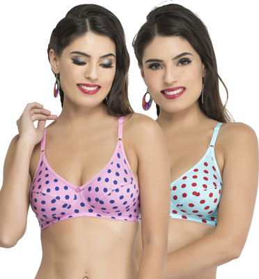 Docare Women Full Coverage Non Padded Bra(Blue, Pink)