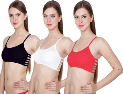 SaiB sixstrapbra Women Sports Lightly Padded Bra(Black, Red)
