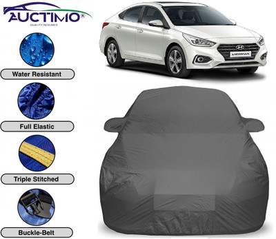 AUCTIMO Car Cover For Hyundai Fluidic Verna (With Mirror Pockets)(Grey)