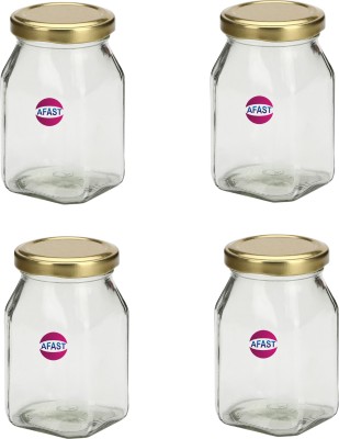 AFAST Glass Cookie Jar  - 250 ml(Pack of 4, Clear)