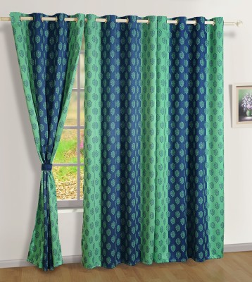 SWAYAM 228 cm (7 ft) Silk Blackout Long Door Curtain Single Curtain(Motif, Multicolor)