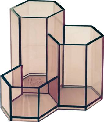 OMEGA 3 Compartments Plastic 1705 Pen/Pencil Holder - Hexa Smoke Grey Use for Holds Pens, Markers, Staplers and More  (Smoke Grey)