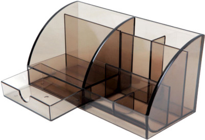OMEGA 5 Compartments Plastic 1728 Pen/Pencil Holder - Millennuim Smoky Use for Holding Pens, Markers, Staplers and More(Smoky)