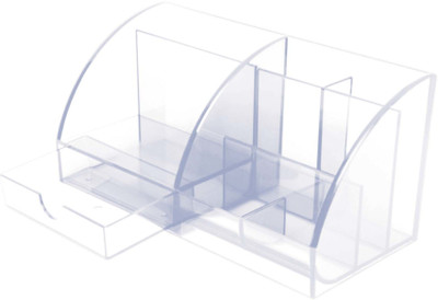 OMEGA 5 Compartments Plastic 1728 Pen/Pencil Holder - Millennuim Clear Use for Holding Pens, Markers, Staplers and More(Clear)