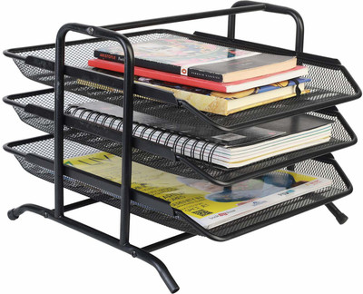 DITCAFOS 3 Compartments METAL Book Stand(Black)