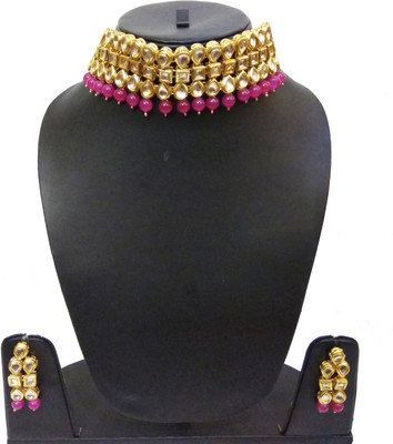 Chrishan Alloy Gold-plated Pink, Gold Jewellery Set(Pack of 1)