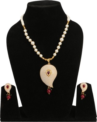 URBANELA Alloy Gold-plated White, Maroon, Gold Jewellery Set(Pack of 1)