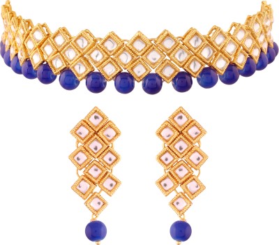 I Jewels Alloy Gold-plated Blue, Gold, White Jewellery Set(Pack of 1)