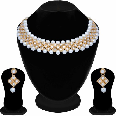 I Jewels Alloy Gold-plated White, Gold Jewellery Set(Pack of 1)