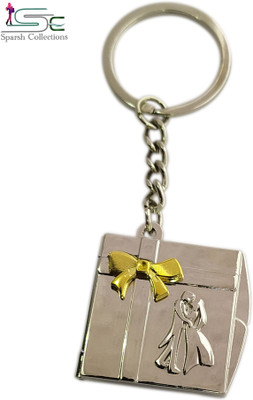 Sparsh Collection Designer Photo Frame Lover Couple Dancing Metal Key Chain Silver Key Chain