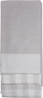 AIRWILL Grey Cotton Kitchen Linen Set(Pack of 3)
