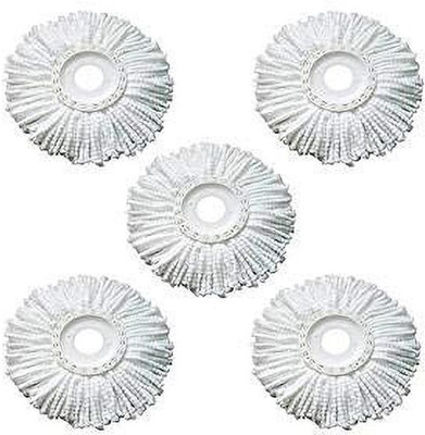 Diem Runwet 360 Degree Rotating Magic Spin Mop Refill, White (Pack of 5) Wipes(White)