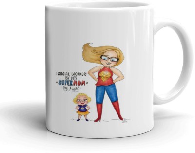 Kesri Gifts Super Mom Theme (Kg-momDay-2118P) Ceramic Coffee Mug(325 ml)