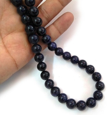 REIKI CRYSTAL PRODUCTS Natural Goldstone Blue Loose Beads Crystal Beads 10 mm Beads Round Stone Beads for Jewellery Making Bracelet Beads Mala Beads Crystal Beads for Jewellery Making Bracelet - Mala Crystal Crystal Necklace