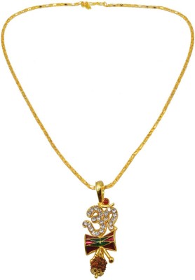 Shiv Jagdamba Religious Jewelry Cubic Zirconium Crystal Om Trishul Damaru Rudraksha Pendant Necklace Zinc, Crystal Pendant