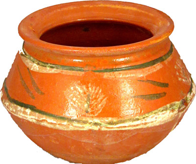 SUNINOW Suninow 2L Brown Handmade and Glazed Clay Pot for Cooking/Pongal Pot Handi 2 L(Earthenware, Non-stick)