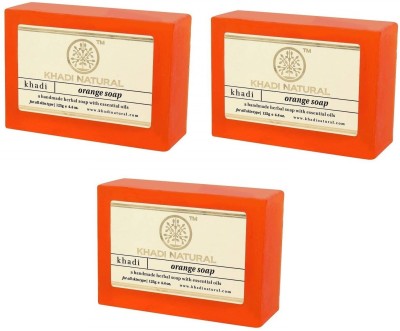 KHADI NATURAL Herbal Orange Soap set of 125gm X 3(375 g)