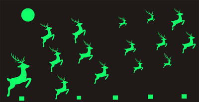 creative kraft 3 cm Glow in Dark reindeer for your home Glow in the Dark Sticker(Pack of 1)