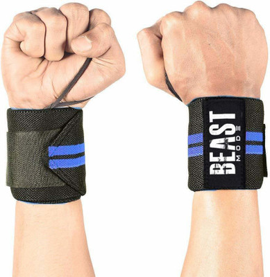 DreamPalace India Beast Mode Weight Lifting Wrist Support (Pack of 2) Wrist Support(Blue, Black)