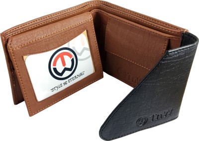 IzcorpIndia Boys Tan, Black Artificial Leather Wallet(3 Card Slots)