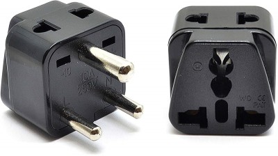 OREI World (USA, UK, China) to India (Type D) Travel Adapter Plug - 2 in 1 - 2 Pack Worldwide Adaptor(Black)