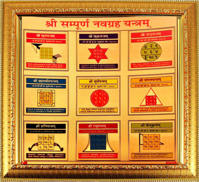 SUNINOW Shree sampurna navgarah yantram to Hang on Wall Wooden Yantra(Pack of 1)