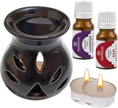 PEEPRESION Lavender, Rose Diffuser Set PPS-CerDiff_2TL_LV-RS_Black(5 x 4 ml)