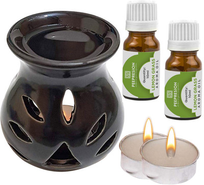 PEEPRESION Lemongrass Diffuser Set CerDiff_2L_2_Black(5 x 4 ml)