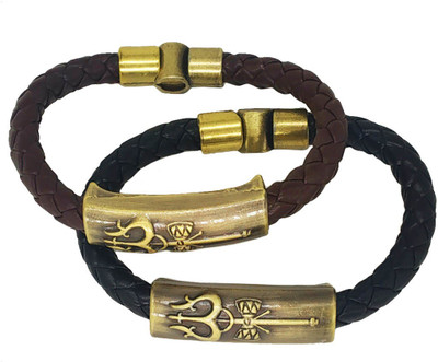 Shiv Jagdamba Leather, Stainless Steel Bracelet Set(Pack of 2)