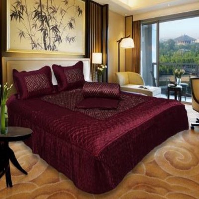 PRISHAA Satin Queen Sized Bedding Set(Maroon)