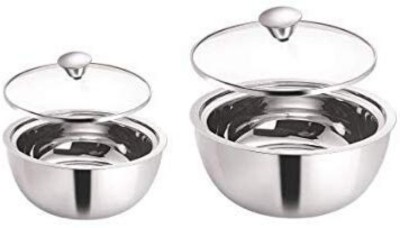 Femora Stainless Steel Double Wall Insulated Curry Server- 500ml, 1500ml, Set of 2 Silver Pack of 2 Serve Casserole Set(500 ml, 1500 ml)