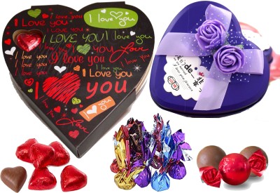 Kinoki Purple and Black Heart Shape Chocolate Box valentine gift set Truffles(2 x 13 Units)