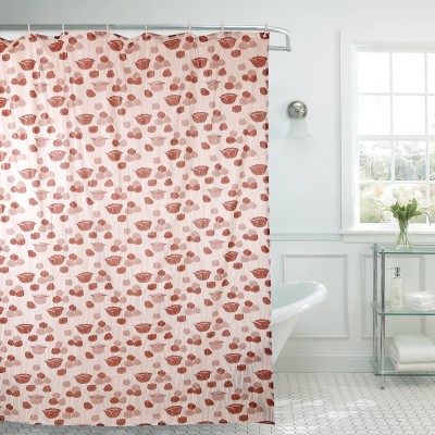 E-Retailer 213 cm (7 ft) PVC Semi Transparent Shower Curtain Single Curtain(Floral, Brown)