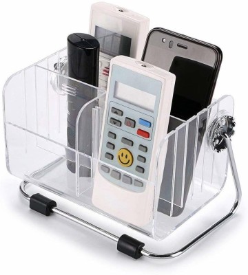 Rexmon 6 Compartments Acrylic, steel Remote Control Holder(Transparent)