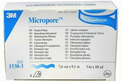Micropore Paper Surgical Tape Standard Roll 3 X 10Yard - Box of 4 First Aid Tape(Pack of 4)