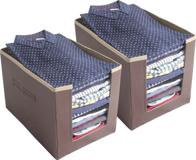 PrettyKrafts Shirt Stacker Closet Organizer - Shirts and Clothing Organizer F1223_BeigeBrown2(BeigeBrown)