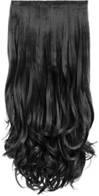Nirmam 5 Clip Natural Black Curly/Wavy 3/4 Head Extension Hair Extension