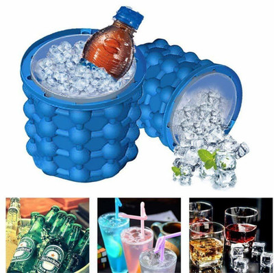Puka 1 L Silicone, Plastic Silicone Ice Cube Machine Silicon Ice Cube maker Bucket Ice Bucket Ice Bucket(Blue)