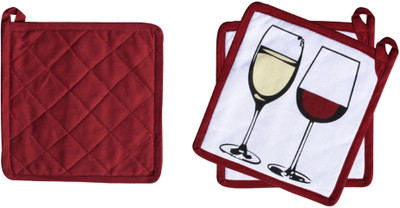 Flipkart SmartBuy Red, White Cotton Kitchen Linen Set(Pack of 3)
