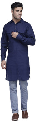 Enchanted Drapes Men Solid Pathani Kurta(Blue)