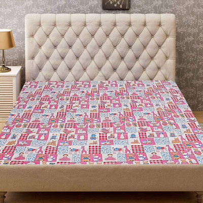 KUBER INDUSTRIES Fitted Single Size Mattress Cover(Pink)
