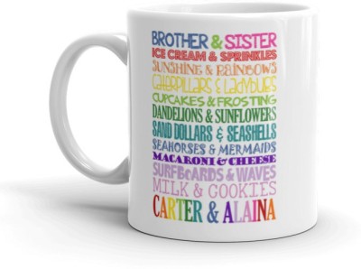 Gift4You Brother & Sister | Ice Cream & Sprinkles All Think Printed Cup for Tea & Coffee Funny Cup for Sister/Brother to Gift On Birthday, Gift for Sister/Brother On Any Occasion Ceramic Coffee Mug(330 ml)