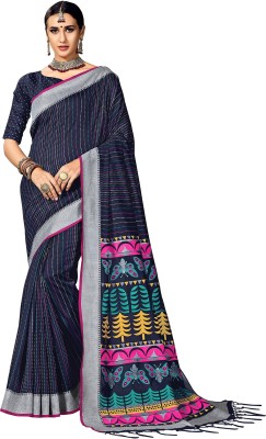 Ratnavati Woven Bollywood Cotton Silk Saree(Dark Blue)