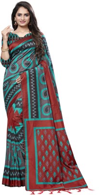 Ratnavati Woven Bollywood Cotton Silk Saree(Red, Light Green)