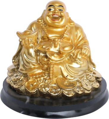 jagriti enterprise Laughing Buddha is considered a symbol of good luck, wealth, and happiness Decorative Showpiece  -  7 cm(Polyresin, Gold)