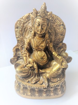 Shubh Sanket Vastu Lord Kuber Oxidised Brass Statue (5.5*3.5 inches approx.) Decorative Showpiece  -  20 cm(Brass, Gold)
