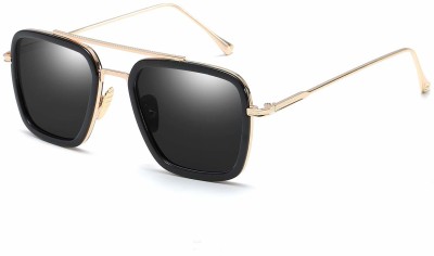 elegante Retro Square Sunglasses(For Men, Black)