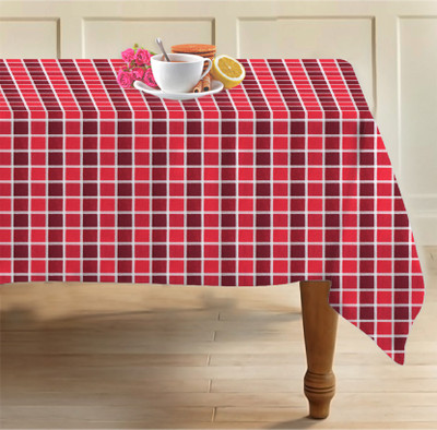 AIRWILL Checkered 8 Seater Table Cover(Red, Cotton)